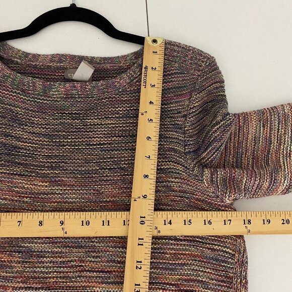 Chicos Sweater Pullover Knit Multicolor Stripe Cotton Knit Size 2 / US Large - Picture 8 of 9